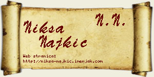 Nikša Najkić vizit kartica